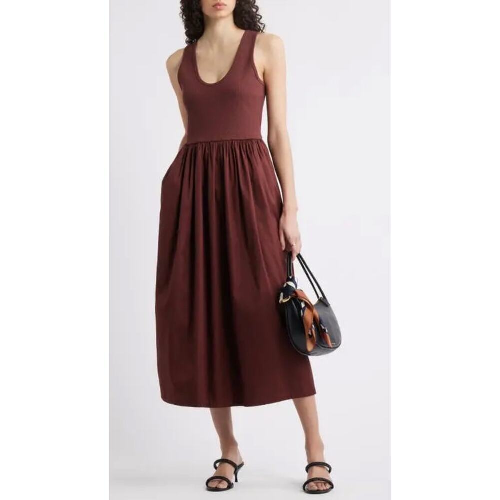 Nordstrom Mixed Media Stretch Cotton Tank Poplin Skirt Maxi Dress ,2X - Picture 2 of 12